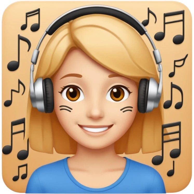 smiling face with audiobook and music notes emoji