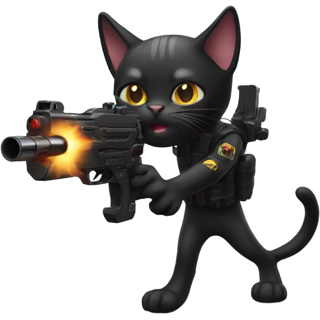 Black cat with a laser gun emoji