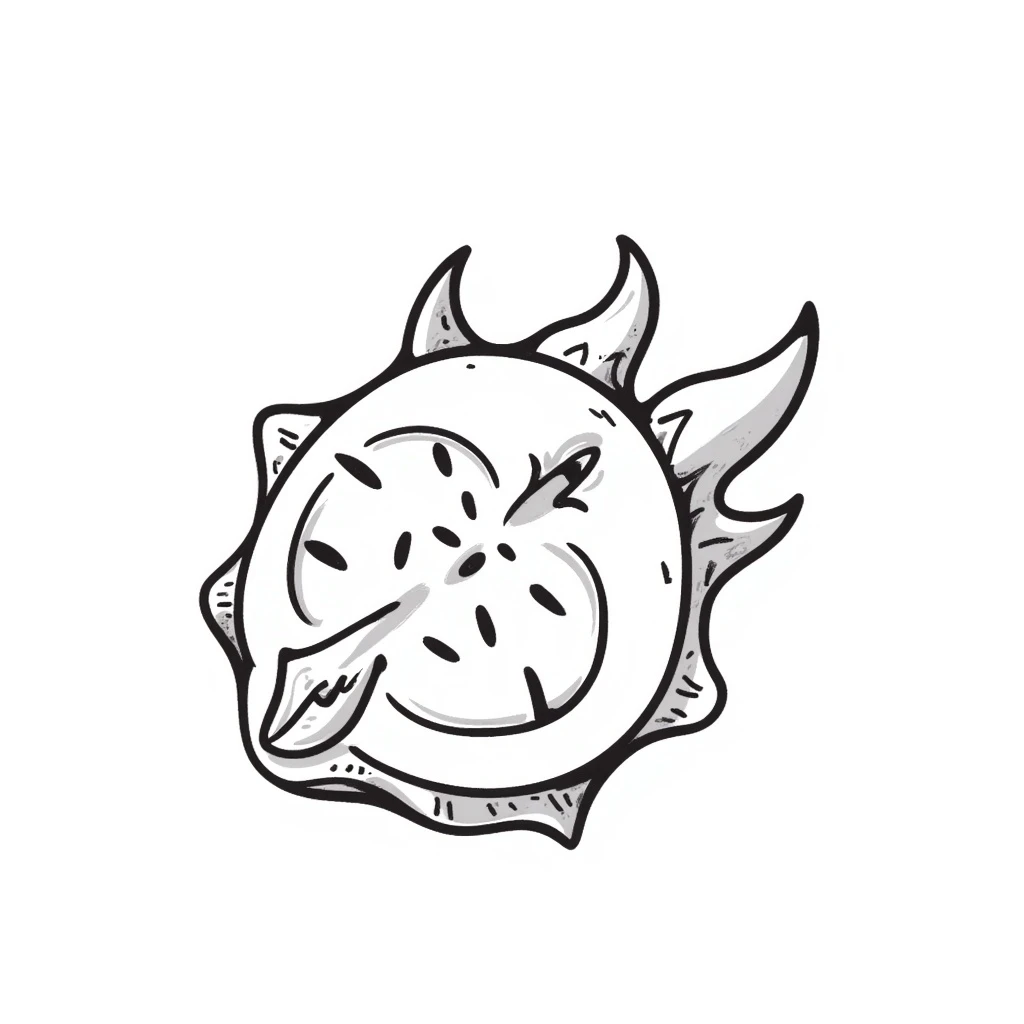 dragon fruit, hand-drawn doodle style, sketchy lines, casual emoji