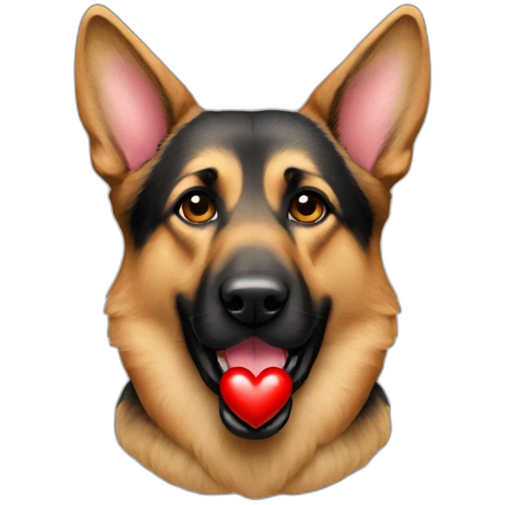 german sheperd with a heart emoji