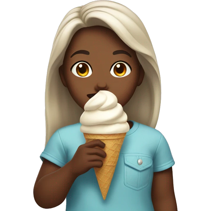 Girl eats ice cream emoji