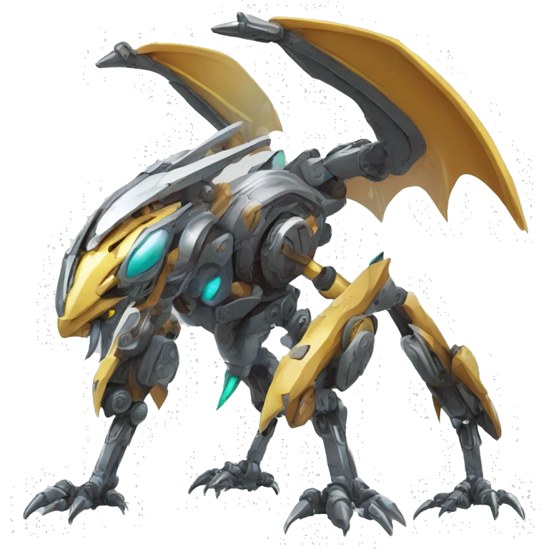 a futuristic mechanical spiky Medabot-Dragon full body emoji