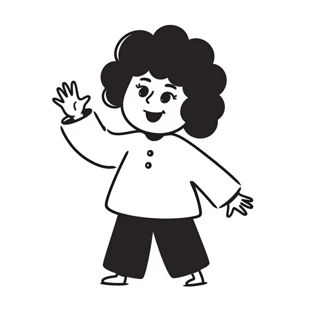 cute gibberling character, hand-drawn look, waving, sketchy lines emoji