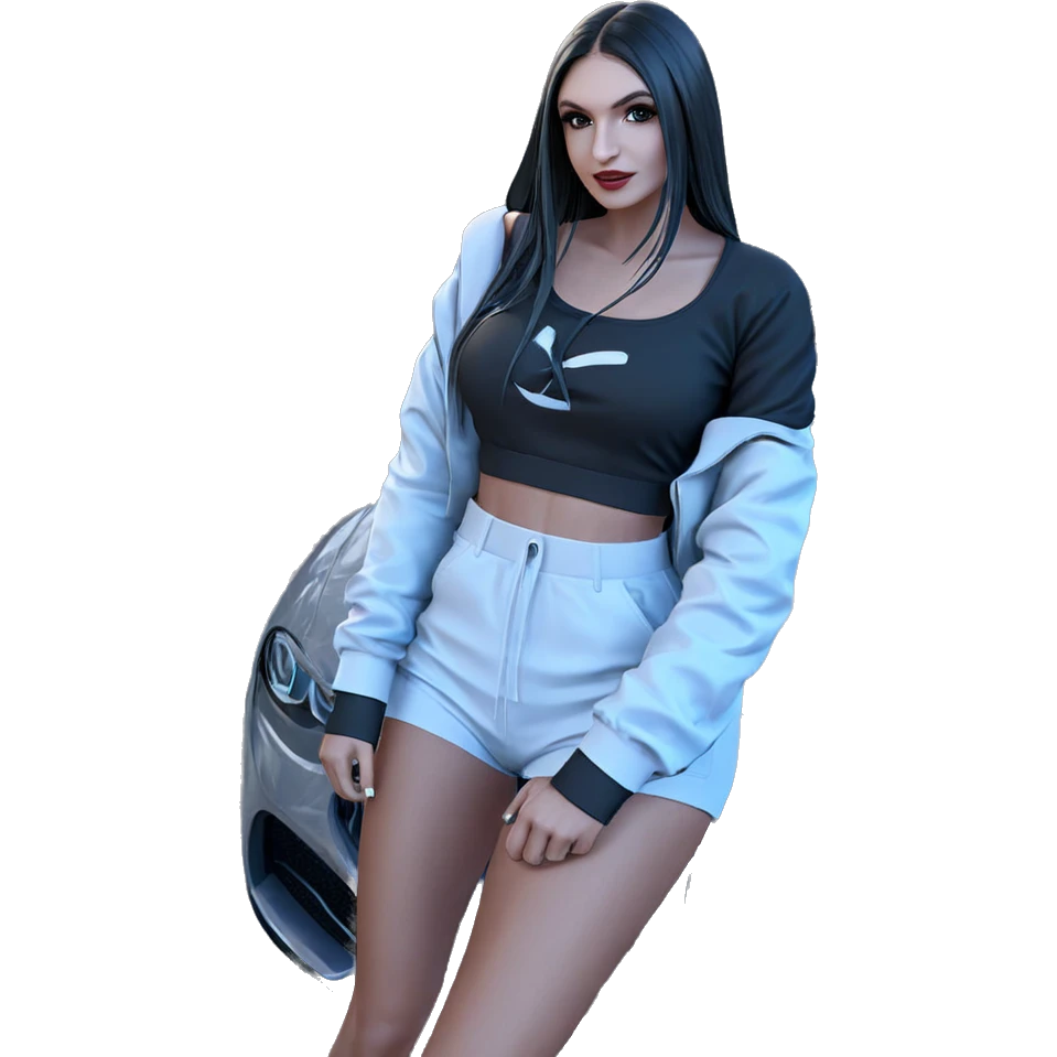 girl with sports car outdoors emoji