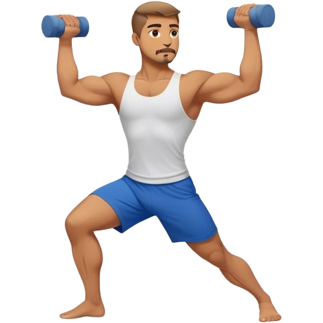 buff man with blue short Crescent Lunge yoga emoji