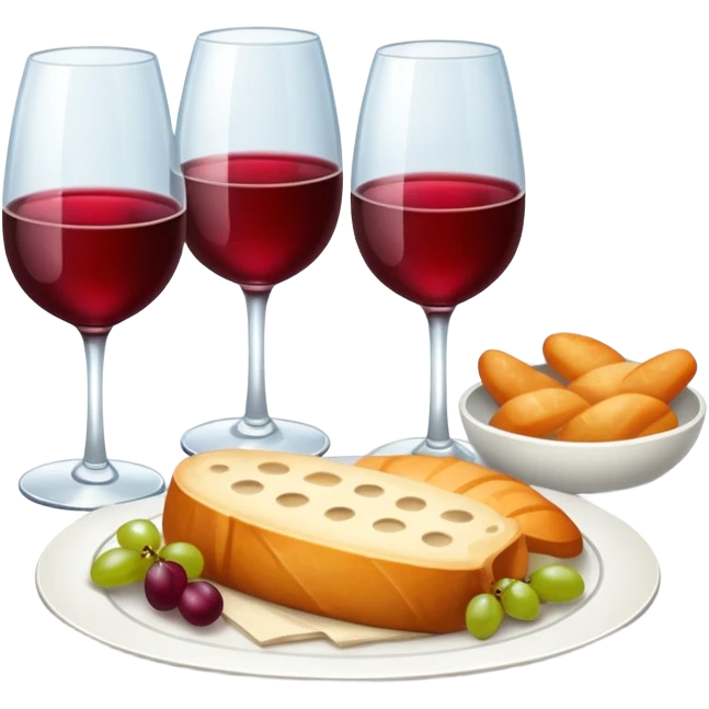 luxury plane food with wine emoji