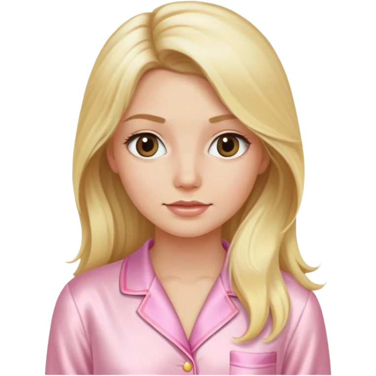 Blonde long hair lady in light pink silk pijamas emoji