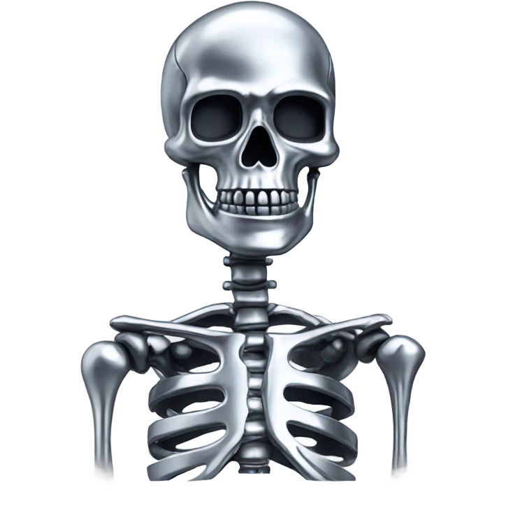 skeleton made out of chrome emoji