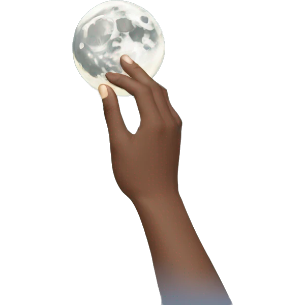 Hand while holding a moon emoji emoji