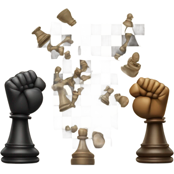 Chess pieces with human arms  fist fighting  emoji