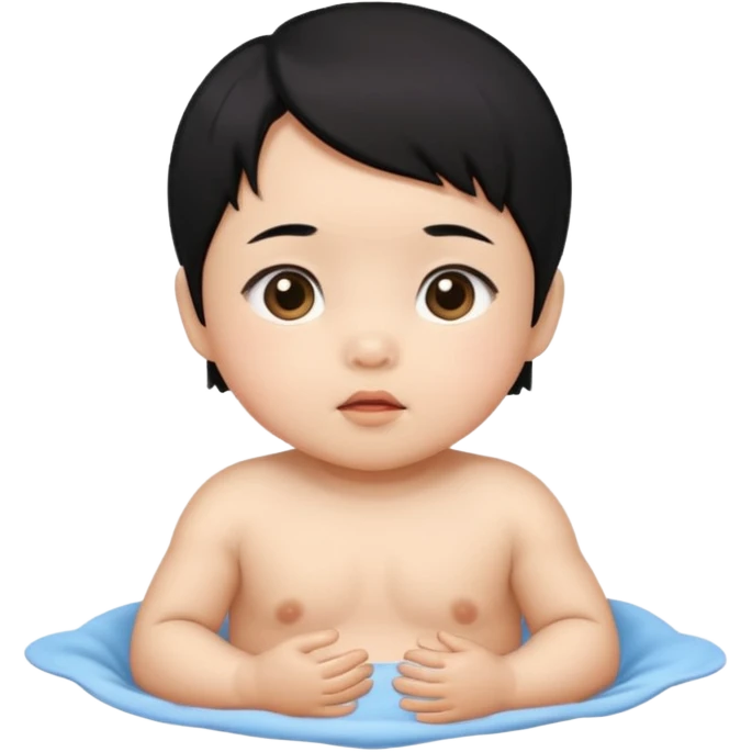 korean black hair baby infant emoji