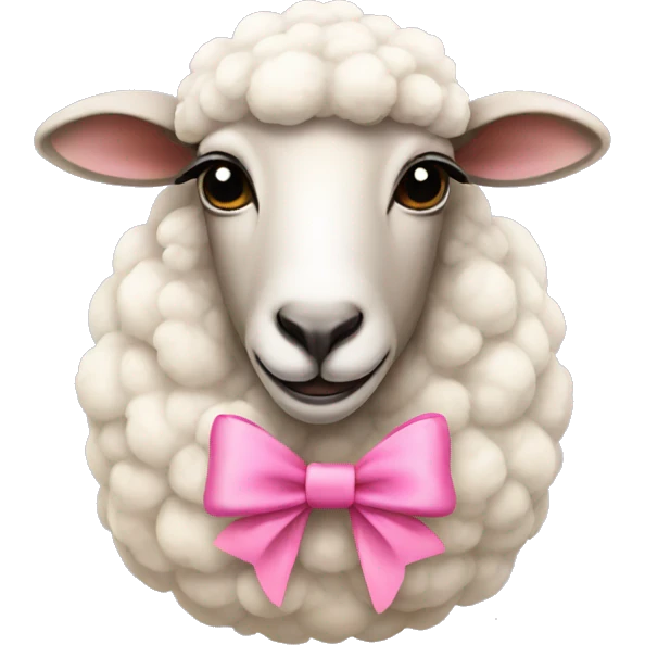 Female sheep wearing a pink bow on head emoji