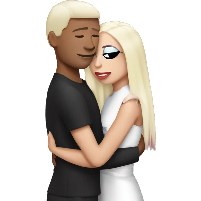 lady gaga with a male fan hugging eachother  emoji