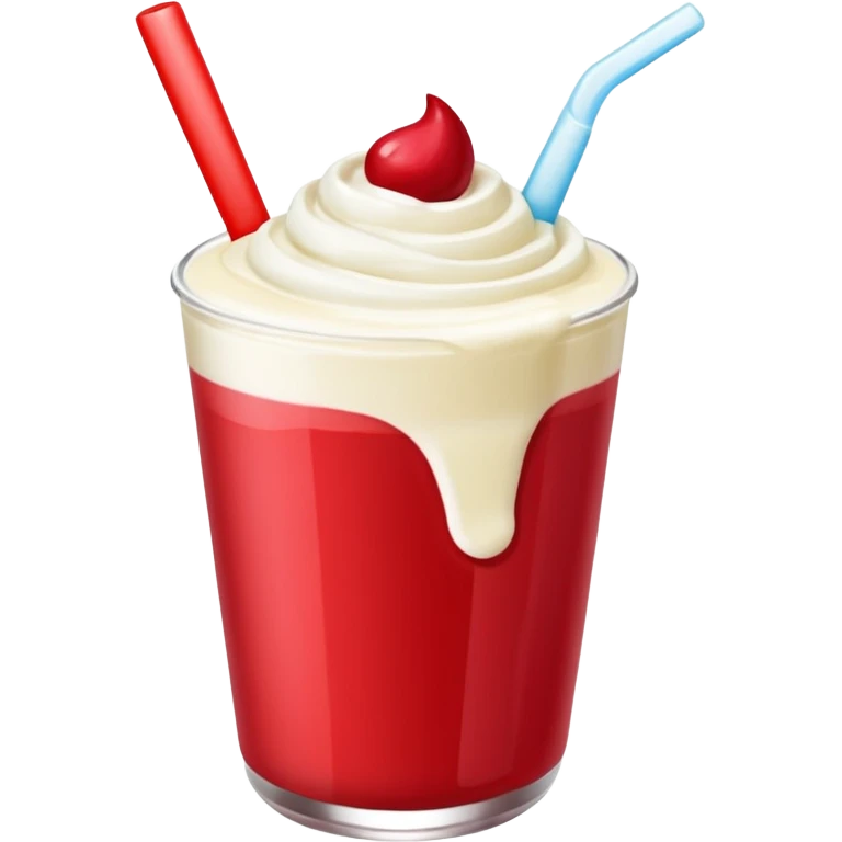 crea una bebida de red velvet con poppings de yogurt como topping emoji