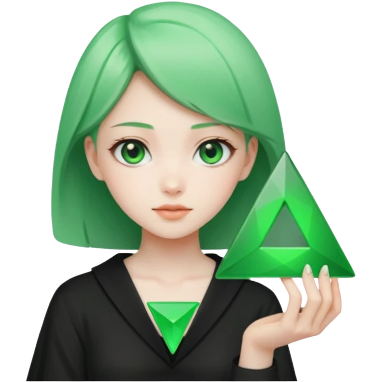 anime girl holding green triangle emoji