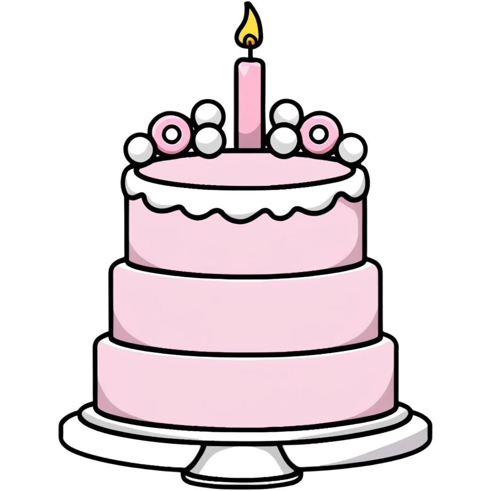 light pink birthday cake decorated with pearls emoji