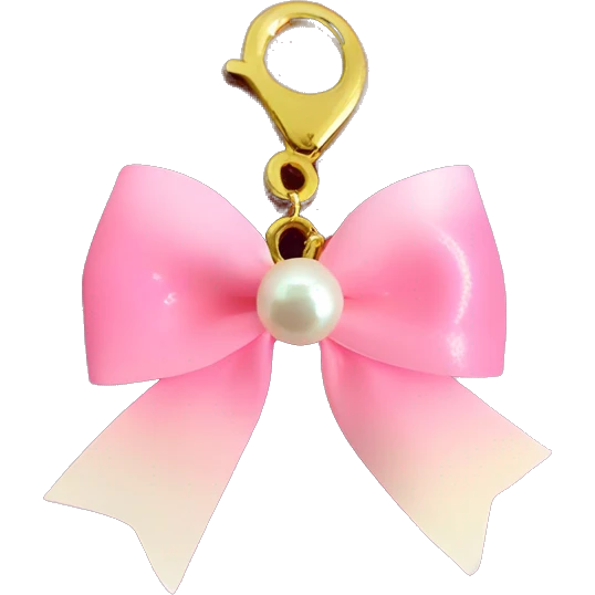 light pink bow ombre with a pearl charm emoji