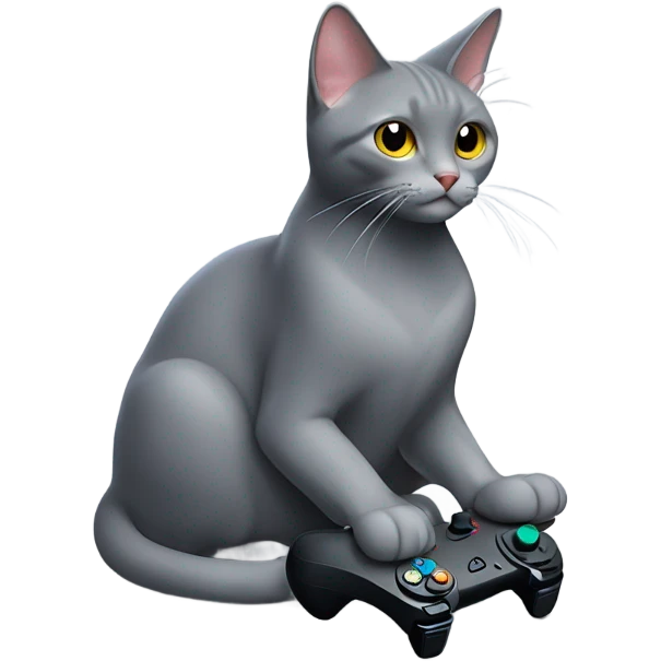 Gray cat playing ps5 joystick emoji