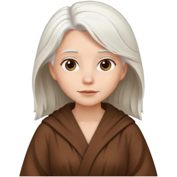 white haired woman in brown robe emoji