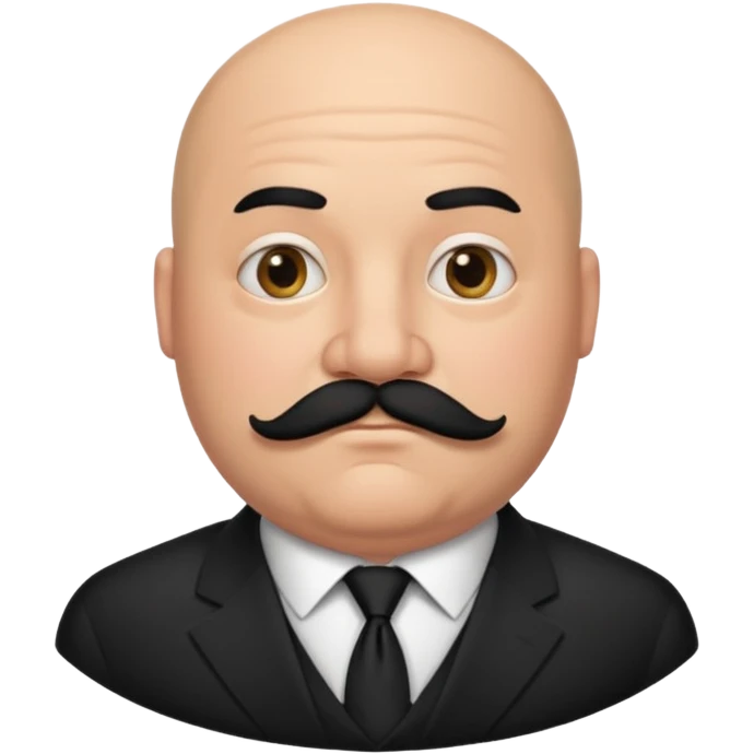 fat Bald guy with thick black mustache & tie emoji