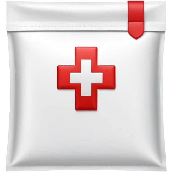 Discreet medical packet for intimate health clinic with small red cross and heart symbol, sealed packet emoji