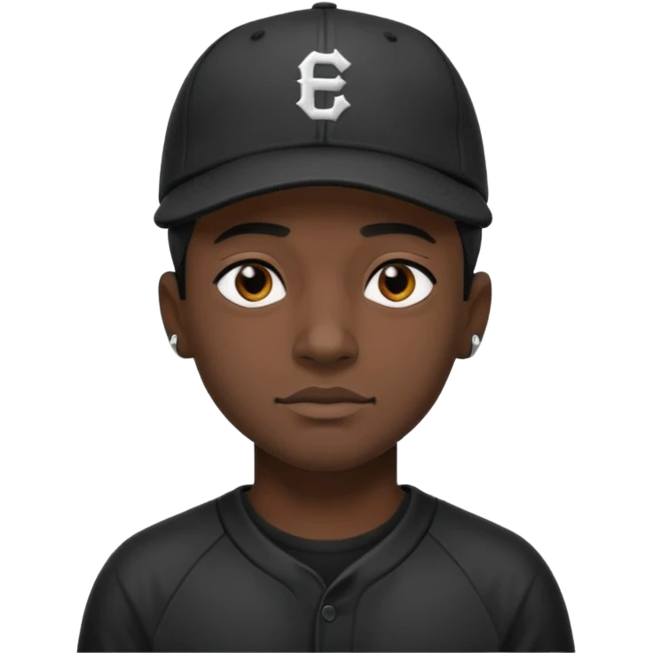 Black goth man with backwards baseball cap emoji