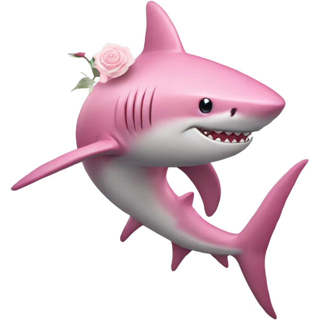 pink shark holding a rose emoji