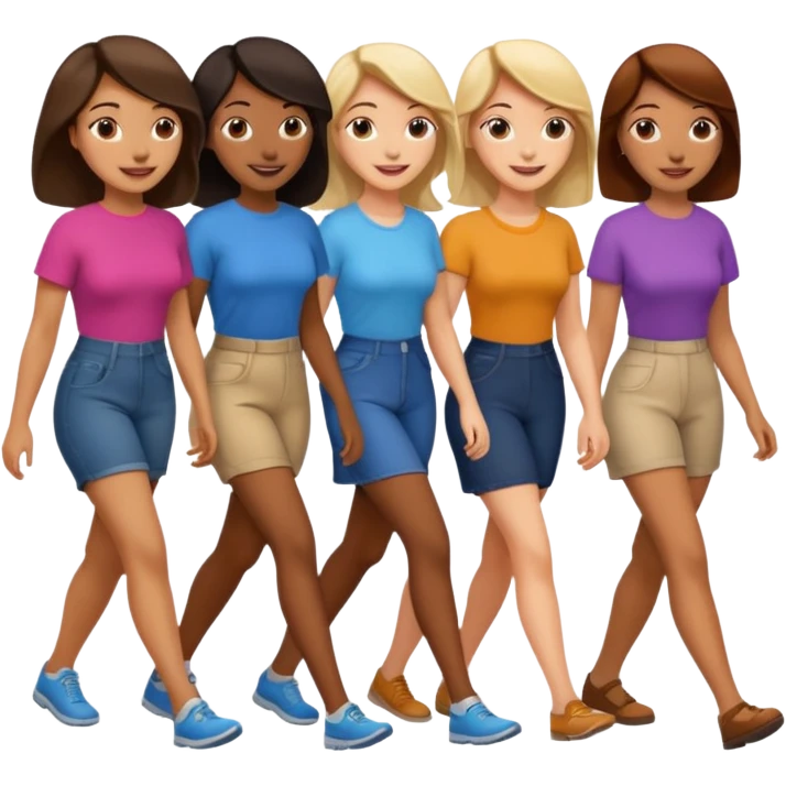 6 women interviewee walking side of face emoji