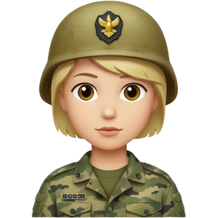 a soldier with short blonde hair in camo emoji