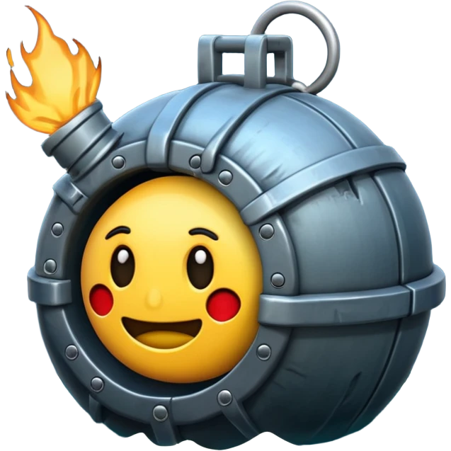 damaged sea mine with a dent, emoji style emoji