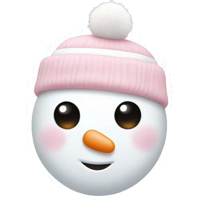 Cute white and light pink snowman emoji