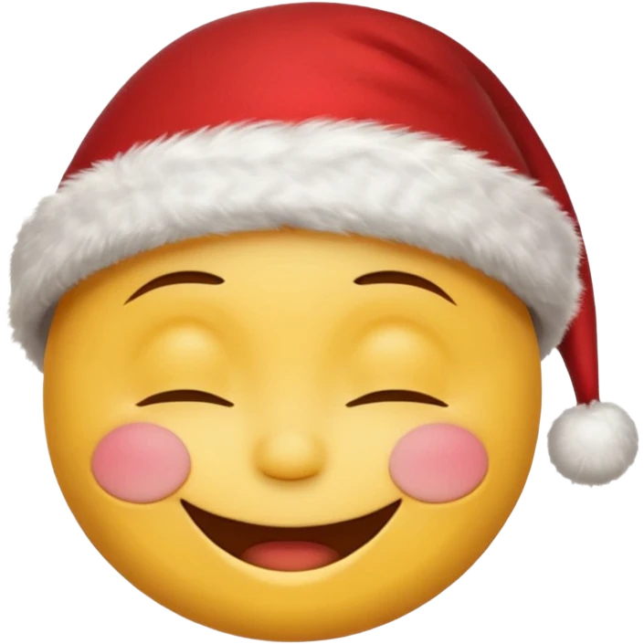 smiley face with closed eyes in a red Christmas hat emoji
