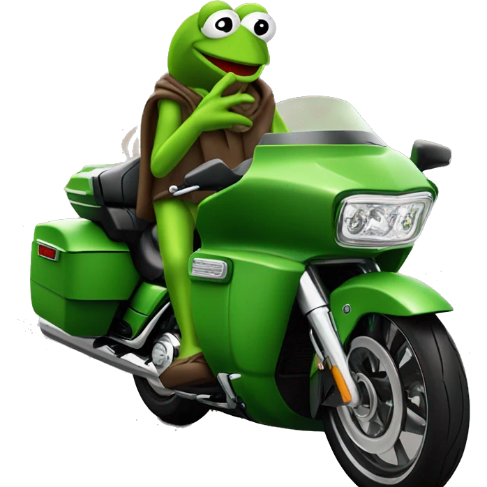 Kermit the frog riding road glide  emoji