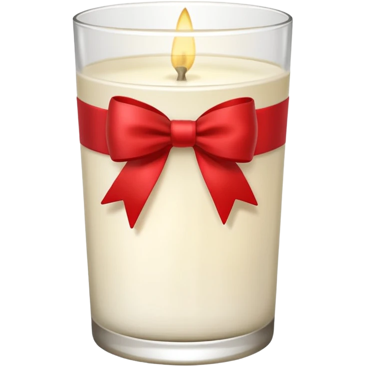 Soft vanilla long glass candle, with little red bow emoji