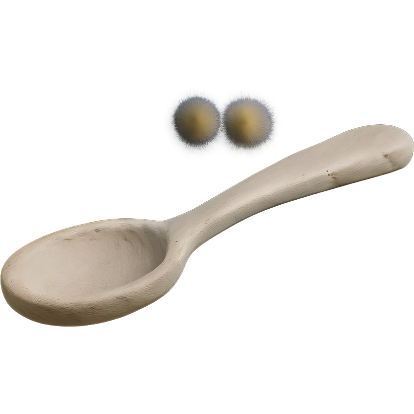 a claymation object of a spoon emoji