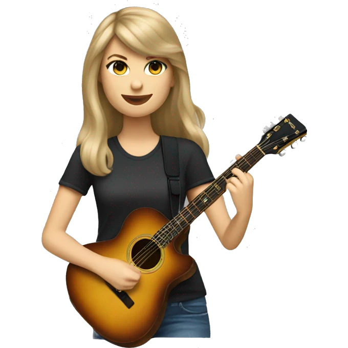 Taylor swift with long straight hair playing guitar  emoji