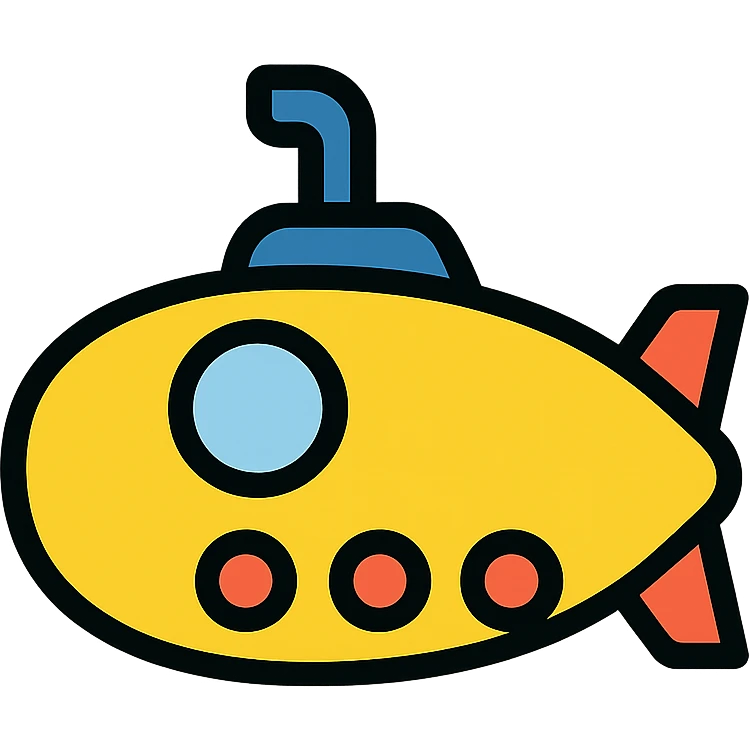 submarine, modern icon style, clean lines, minimal color, simple and recognizable emoji