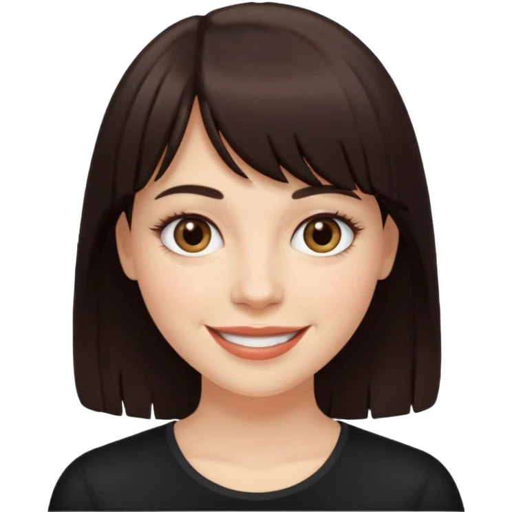 White smiling women with a dark brown fringe emoji