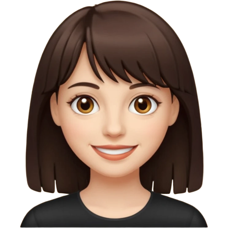 White smiling women with a dark brown fringe emoji