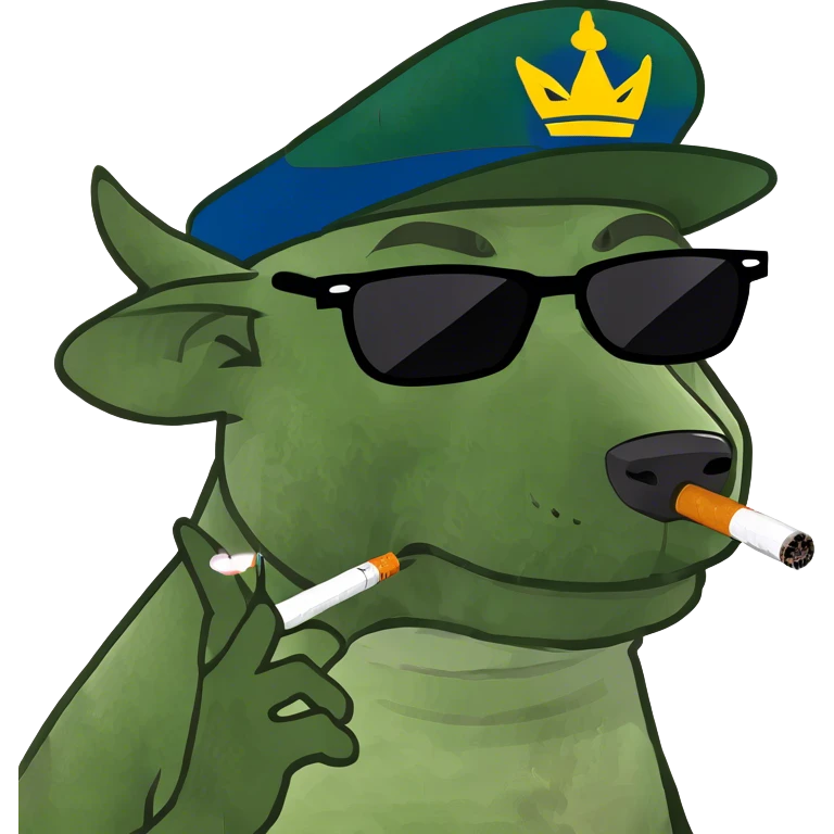 Dog wearing a hat smoking a cig emoji