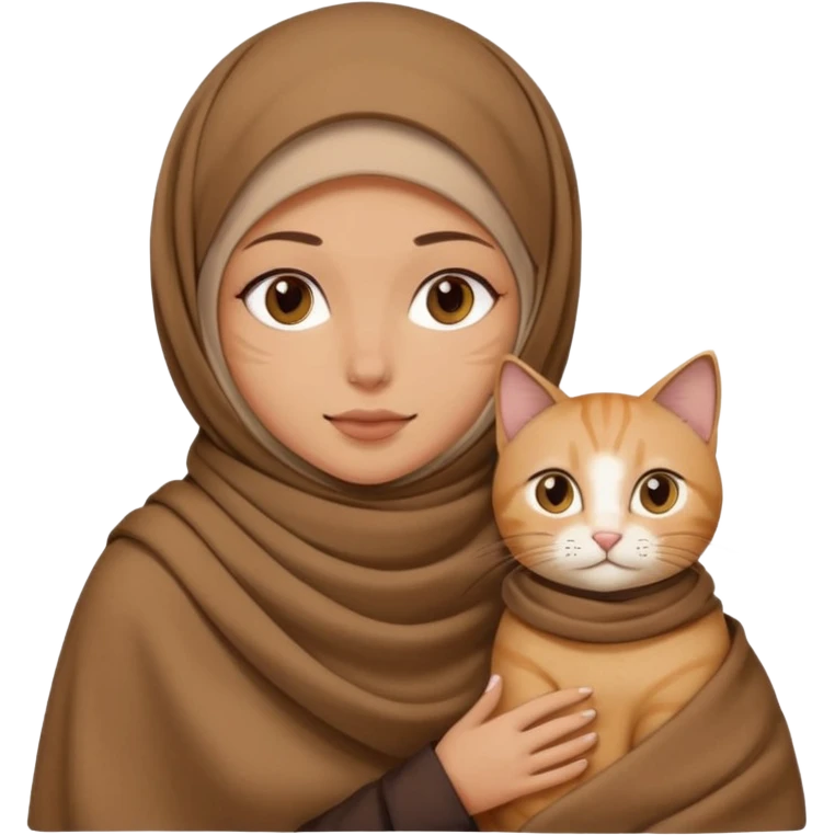 Kediyle hijab bayan yanyana kahve battaniye emoji