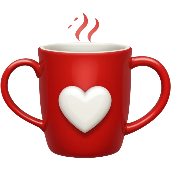red mug with white heart emoji