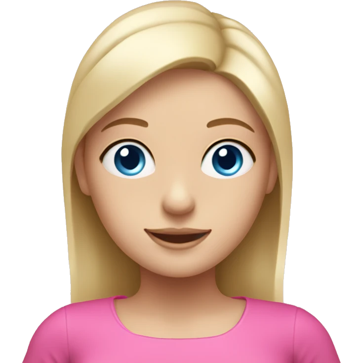 Blonde girl with blue eyes with a pink Pilates mat emoji