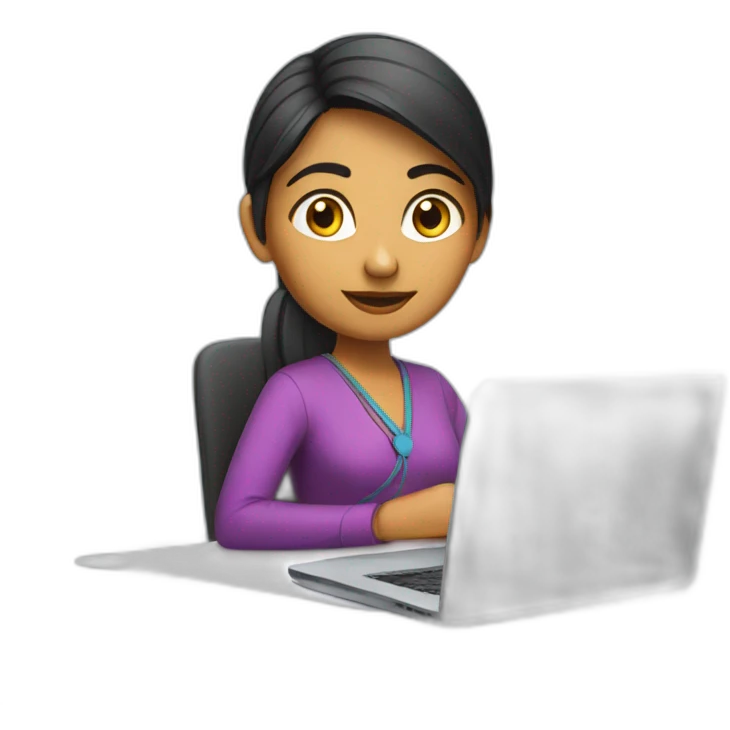 a female indian software engineer sitting behind a laptop emoji
