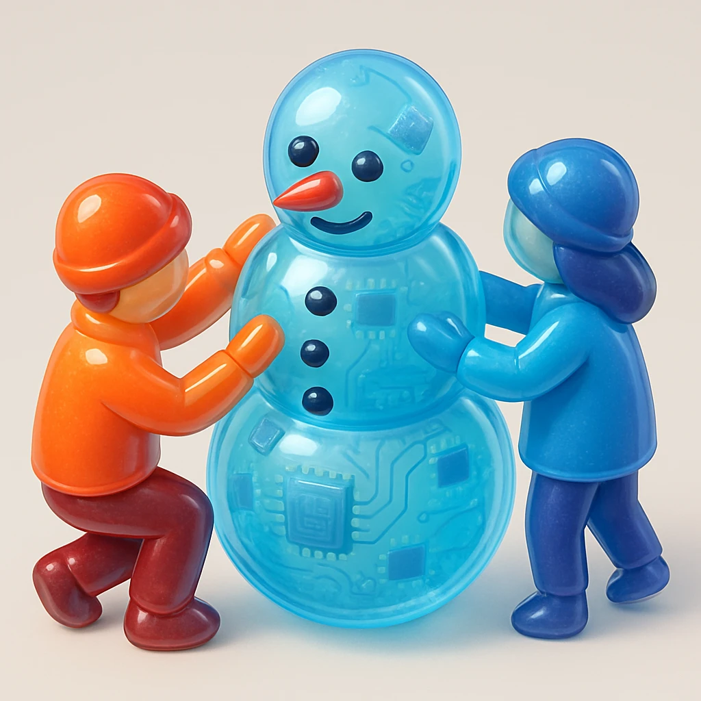 people making a snowman emoji