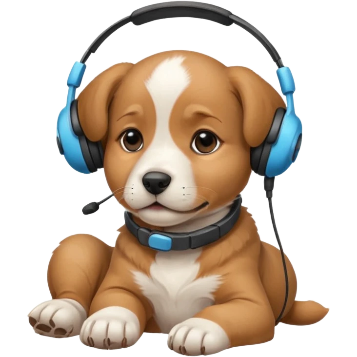 Puppy day dreaming at computer about his girlfriend  emoji