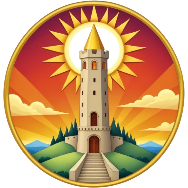 The tower tarot card lighting on one side and sun one side emoji