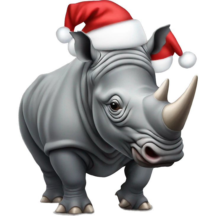 Rhino with Christmas hat  emoji