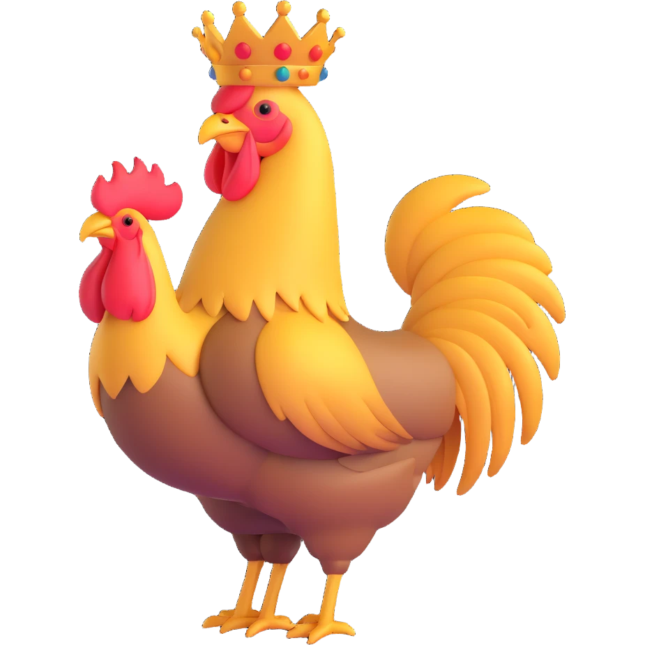 rooster with a golden crown emoji