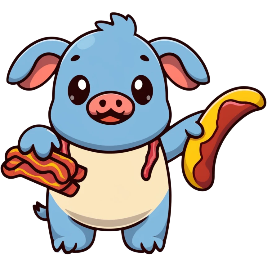 surprised Stitch holding a bacon strip emoji